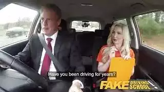 blonde instructors car gets rocked by an older mans dick