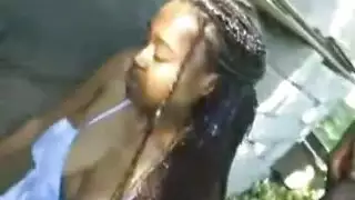 standing slut services cocks until her mouth is filled with hot load